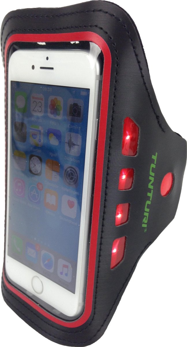 Tunturi Sport Telefoonarmband - Sportarmband - Hardloop armband - Smartphone armband - met Ledverlichting Rood