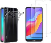 Huawei Y6 2019 / Y6s Hoesje Transparant  TPU Siliconen Soft Case + 2X Tempered Glass Screenprotector