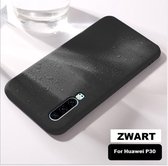 Liquid Silicone Back Cover + 9H Full Cover Screen Protector voor Huawei P30 _ Zwart