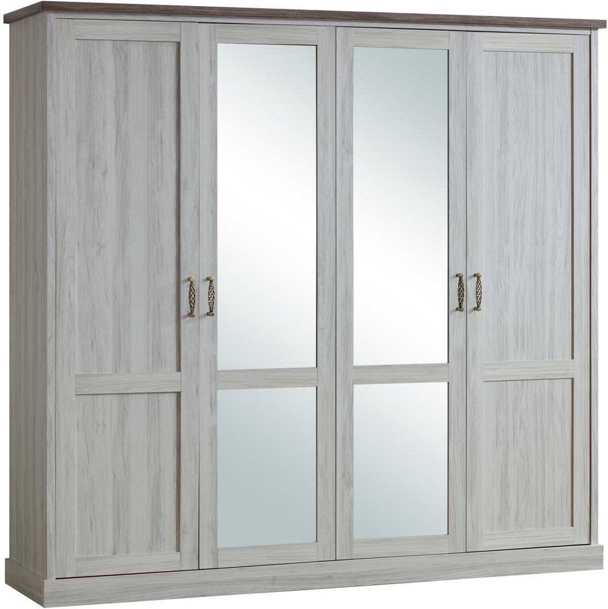 Belfurn - Ella 4 deurs kledingkast met spiegel - Spaanplaat | bol.com