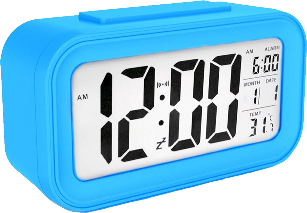 E-nest Digitale wekker – Alarmklok – Inclusief temperatuurmeter – Met snooze en verlichtingsfunctie – Blauw