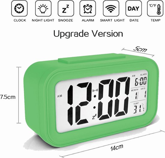 Digitale wekker – Alarmklok – Inclusief temperatuurmeter – Met snooze en...  | bol.