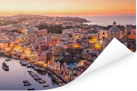 Poster Coucher de soleil sur la ville italienne de Naples 60x40 cm - Tirage photo sur Poster (décoration murale salon / chambre)