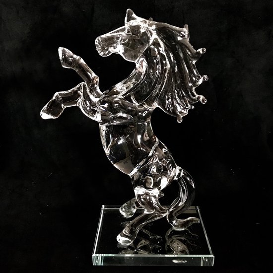 Kristal - Glas paard stand 10x7x20 cm Handgemaakt echt ambacht!
