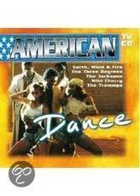 CD hoes voor 'American Dance' met 5 personen, tekst 'AMERICAN' en 'Dance'.