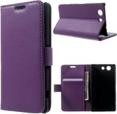 Litchi wallet hoesje paars Sony Xperia Z3 Compact