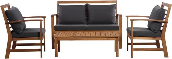 Tuin Loungeset Massief Acacia Hout met KUSSENS 4 delig / Lounge set tuin /  Relax bank... | bol.com