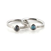 MelanO Stainless Steel Ring Set Blue Topaz/Hematite