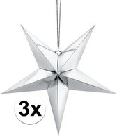 3x Zilveren sterren 70 cm Kerst decoratie/versiering