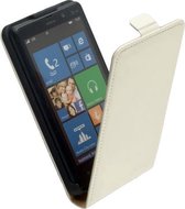 LELYCASE Lederen Flip Case Cover Cover Nokia Lumia 820 Wit