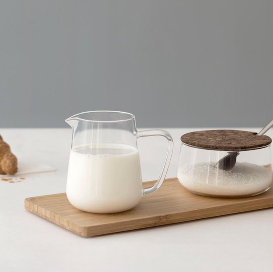 lucht Informeer Beoefend Melk- en suikerset van glas met roestvrijstalen lepel, zeer licht en  dunwandig, blijft... | bol.com