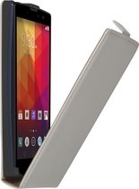 Wit premium leder flipcase voor de LG Magna