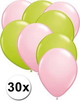 Ballonnen Licht roze & Licht groen 30 stuks 27 cm