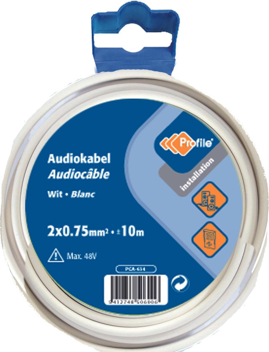 PROFILE luidsprekerkabel - 2x0m75mm² - wit - 10 meter