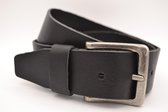 Zwart Glad Leren Riem - Italiaans Rundleder - Heren Dames Unisex - Taille maat: 85 cm - Totale lengte: 100 cm - Merk: Scotts Bluf