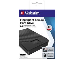 Verbatim Fingerprint Secure externe harde schijf 1000 GB Zwart