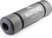 Matchu Sports - Fitnessmat  - Sportmat - Fitness mat - Met draagkoord - 183 cm x 61 cm x 0,9 cm - Grijs - NBR
