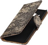 BestCases.nl Zwart Lace booktype wallet cover cover voor Samsung Galaxy J3 2016