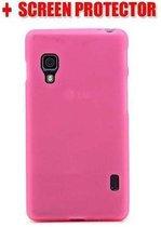 Silicone gel hoesje roze LG L5 II + screenprotector