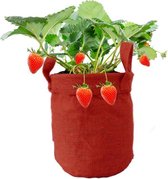 Jute plantenzak ø17cm rood rond met handvatten-Groeizak-Kweekzak-Plantenhouder - Plant bag