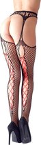 Cottelli Collection – Sexy Jarretel Kousen met Rode Verleidelijke Veters voor een Stout Perspectief – Maat L/XL - Zwart