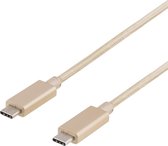 Deltaco USBC-1259 stoffen USB-C kabel 1 Meter USB type C USB 3.1 Gen 1 naar USB Type C goud