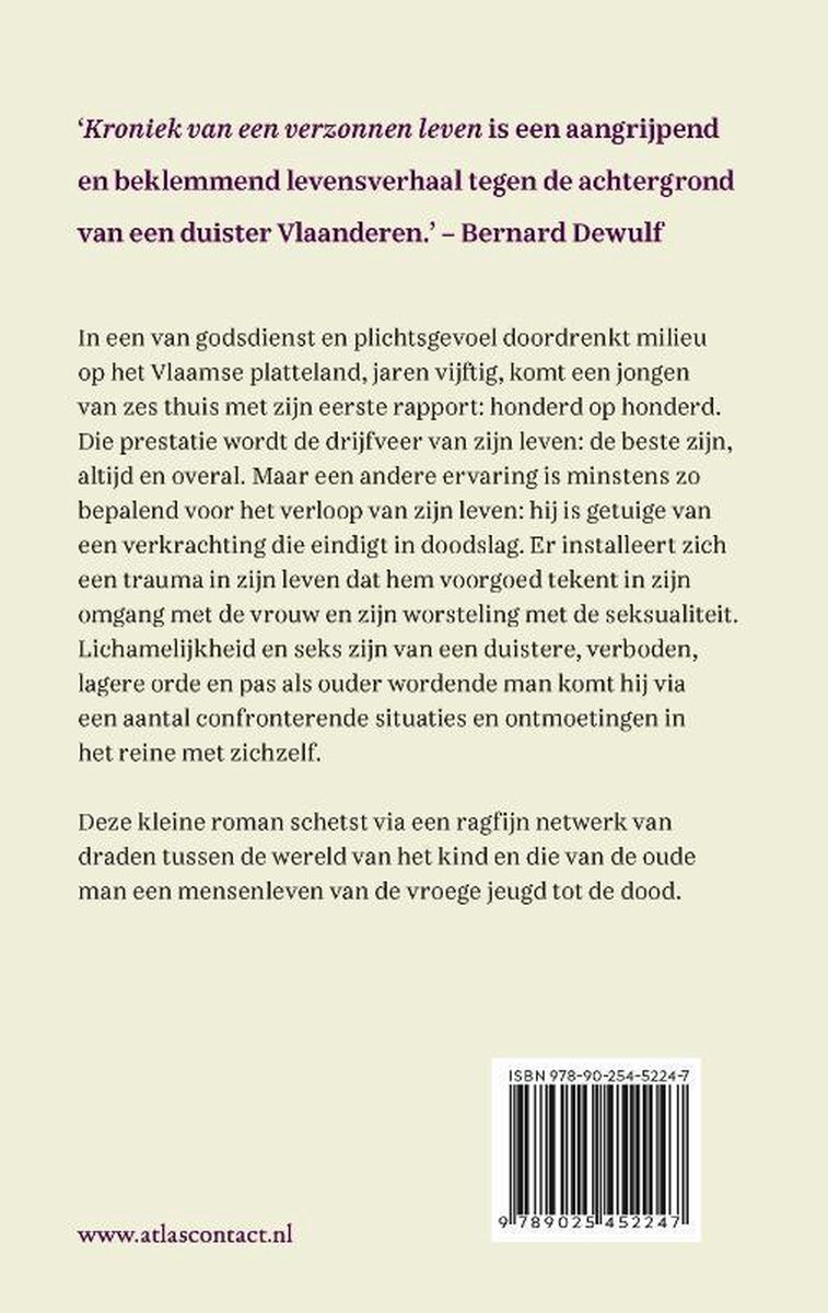 Boek met tekst over 'Kroniek van een verzonnen leven' en ISBN nummer.