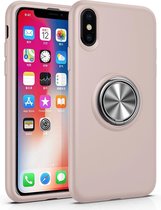 Siliconen telefoonhoesje met ring en magneet geschikt voor Apple iPhone X / Xs Hoesje Roze