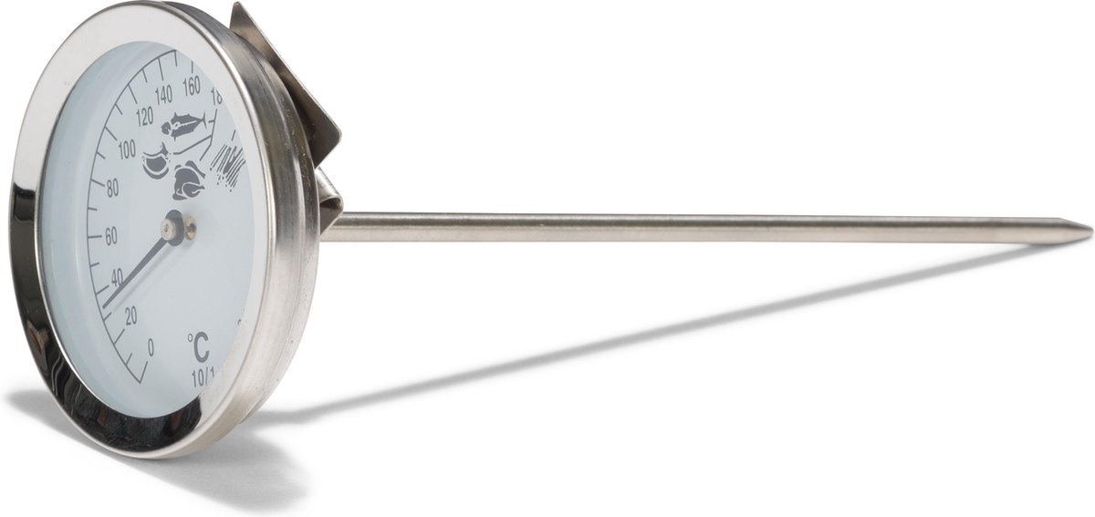 Thermomètre à viande pour le four analogique, lot de 2, thermomètre à sonde  en inox 20 cm, argenté