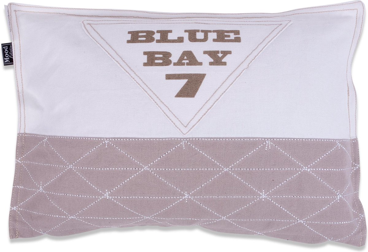 In The Mood Blue Bay - Sierkussen - 30x45 cm - Ivoor Wit Wit/Kiezel