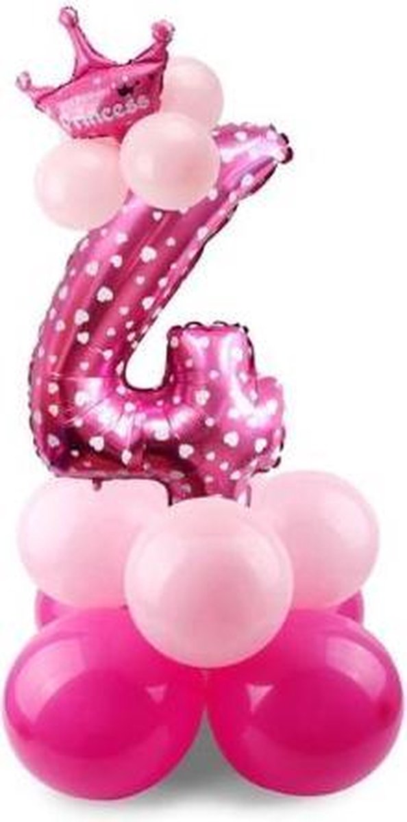 klauw Opheldering Injectie 4 jaar ballonnen set | 4 jaar meisjes verjaardag | Baby verjaardag of  kinderfeestje |... | bol.com