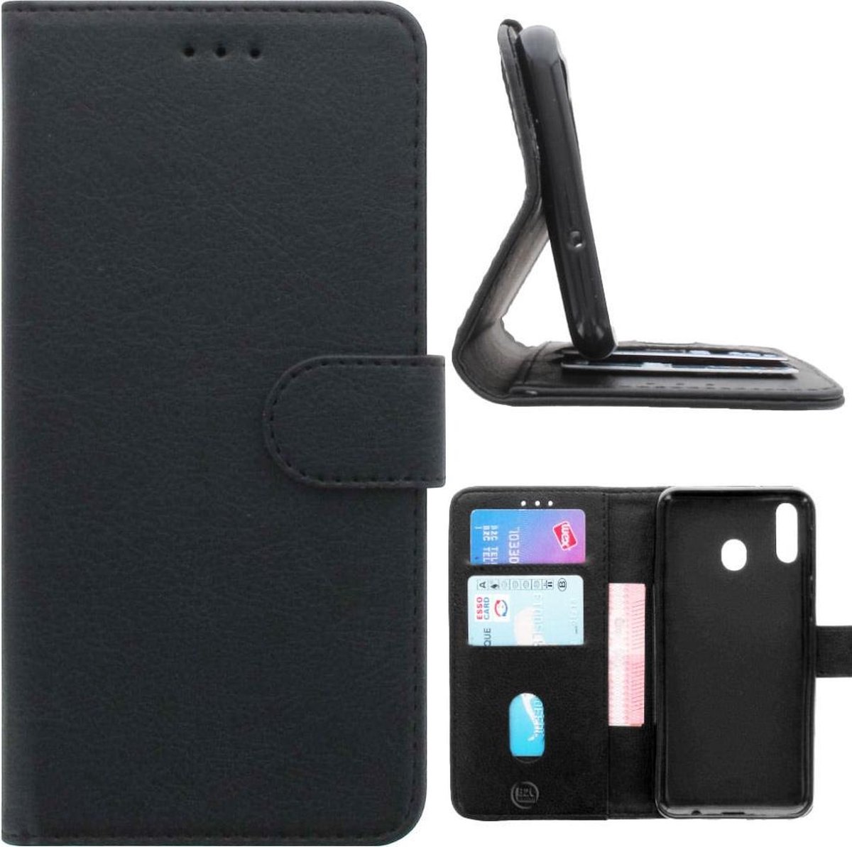 Book Case voor Samsung Galaxy M20 Hoesje Zwart met Standaard