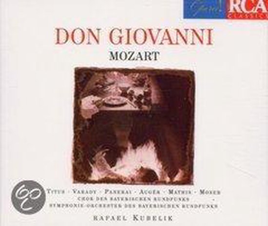 Albumhoes voor Mozart: Don Giovanni, met een brandende open haard en een gedekte tafel.