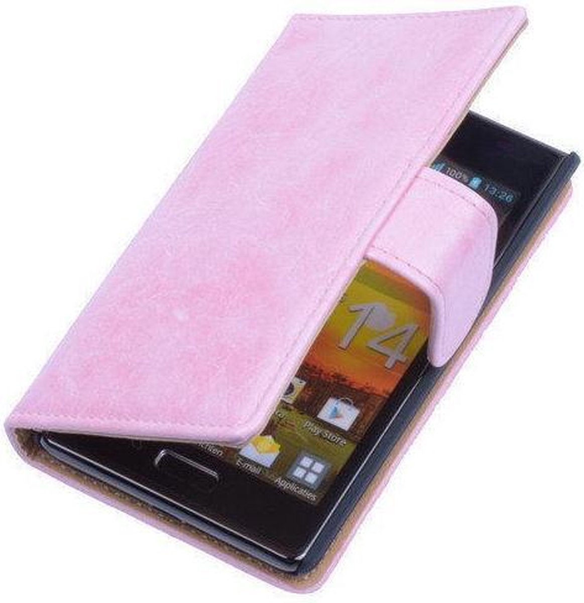 Bestcases Vintage Light Pink Book Cover LG Optimus L5