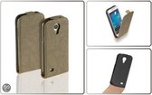 Vintage Flip Case Leder Cover Hoesje Samsung Galaxy S4 Mini i9190 Creme