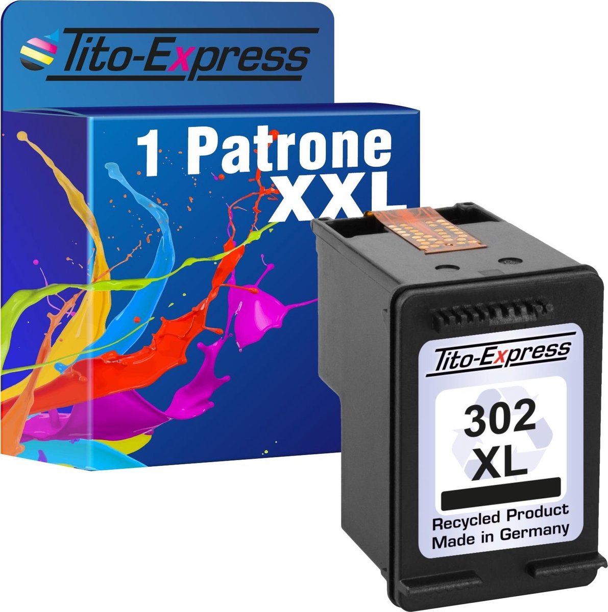 Set van 1x gerecyclede inkt cartridge voor HP 302 XL zwart OfficeJet