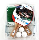Tafeltennisset 2 Ster – 2 Bats met Netpost en 3 Kunststof Ballen – Recreatieve Set – Ping Pong – Longfield