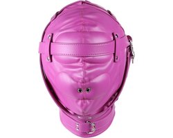 Banoch - Reticent Hood Hot Pink -Roze bondage masker van pu Leer | BDSM