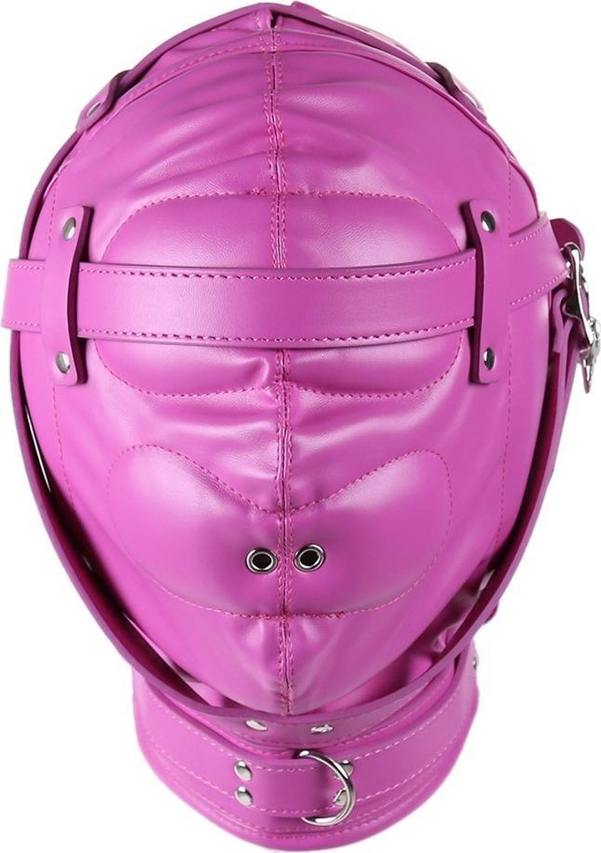 Goedkoopste Banoch - Reticent Hood Hot Pink -Roze bondage masker van pu Leer | BDSM