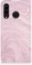 Huawei P30 Lite Standcase Hoesje Marble Pink