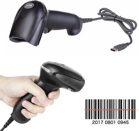 Professionele barcode scanner - Zwart - Met USB aansluiting - Handscanner - Barcode lezer - Universeel - Merkloos