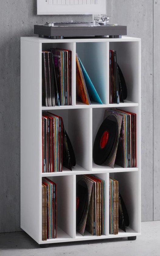 Armoire de rangement en vinyle LP Schaltino 8 compartiments blanc | bol.com