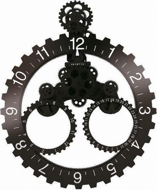 Invotis day month wheel clock full black | bol.com