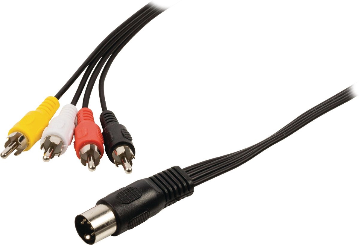 Valueline VLAP20400B10 audio kabel 1 m 5-pin DIN 4 x RCA Zwart, Rood, Wit,  Geel | bol.com