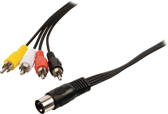 OKS DIN 5-pins (m) - 4x Tulp (m) kabel - 1 meter | bol.com