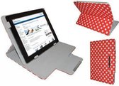 Polkadot Hoes voor de Hannspree Hannspad Sn10t2, Diamond Class Cover met Multi-stand, Rood, merk i12Cover