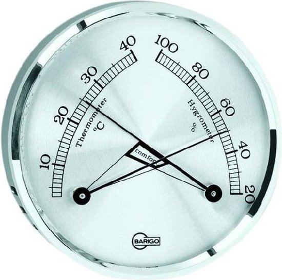 Barigo 8861 comfortmeter - thermometer hygrometer - metaal -  Ø 8,5 cm