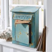 LOBERON Decoratieve brievenbus Boîte Postale antiekblauw