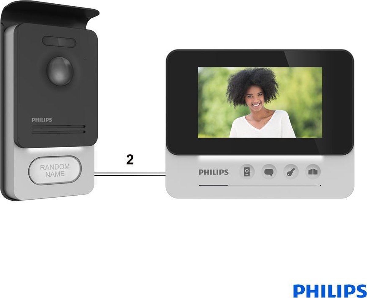 Deurbel met camera, 2 draads, 4,3″ scherm | Philips WelcomeEye Compact –  DES 9300 VDP... | bol.com