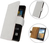 TCC Luxe Hoesje LG G2 Book Case Flip Cover - Croco Wit